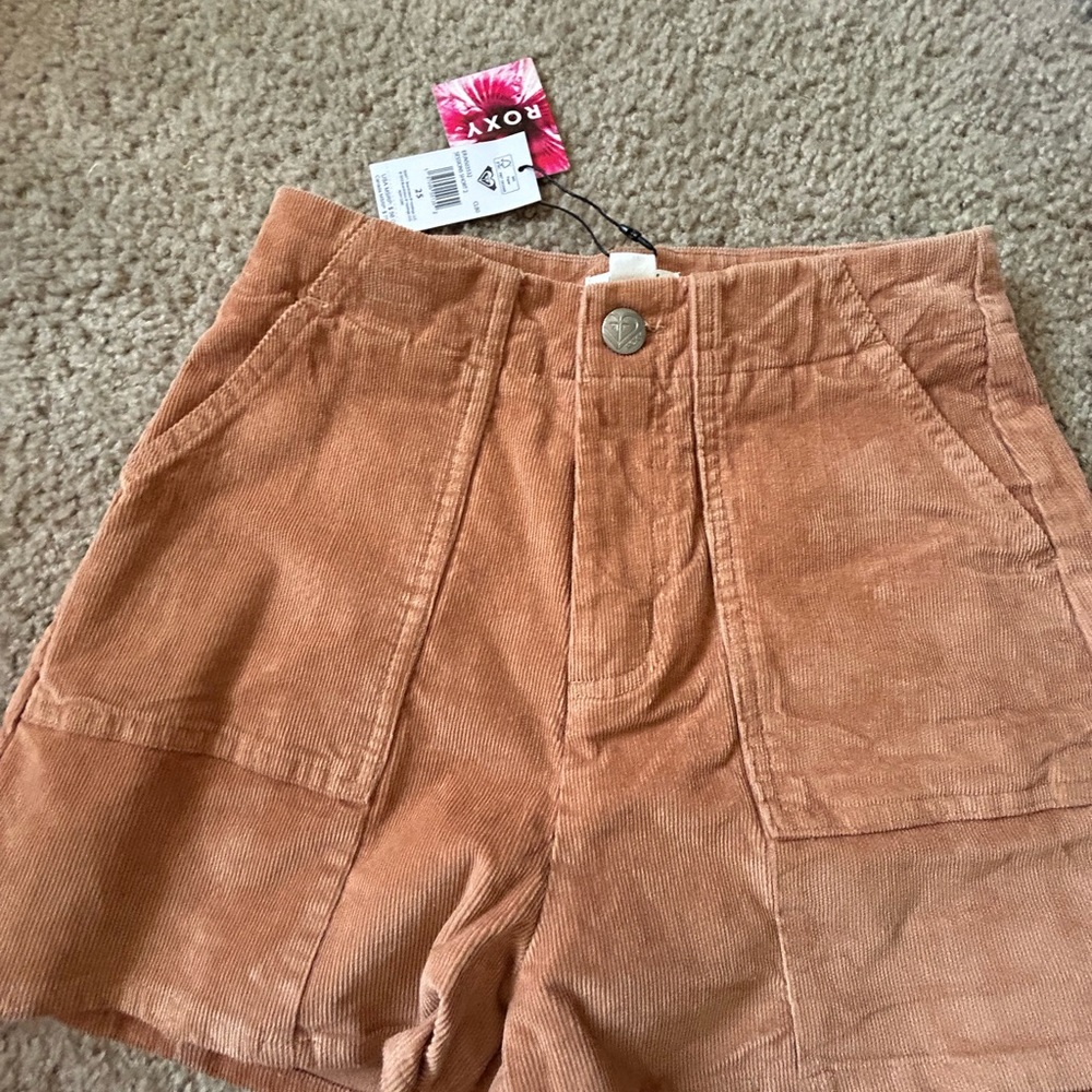 Roxy Women's High Waist Corduroy Shorts in Tan